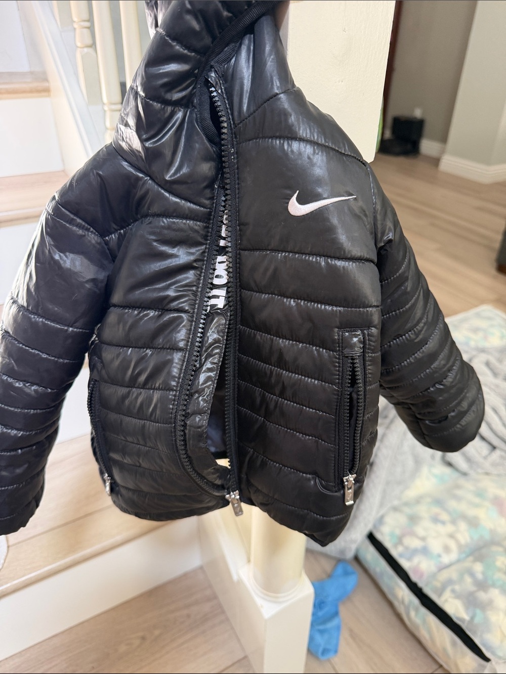Nike Kids Black Quilted Puffer Jacket with Hood